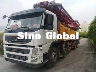 Volve Şasili Kırmızı Kullanılmış Beton Pompası Kamyonu 56m / 6 Bölüm