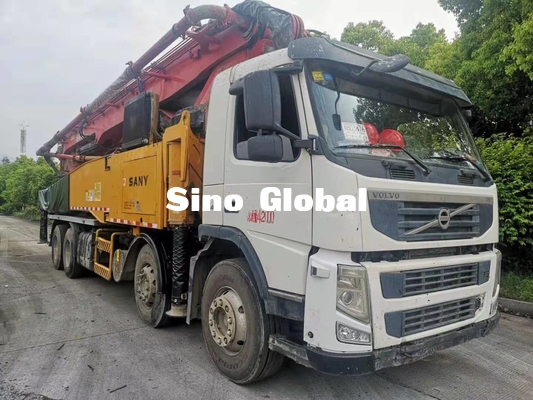 Volve Şasili Kırmızı Kullanılmış Beton Pompası Kamyonu 56m / 6 Bölüm