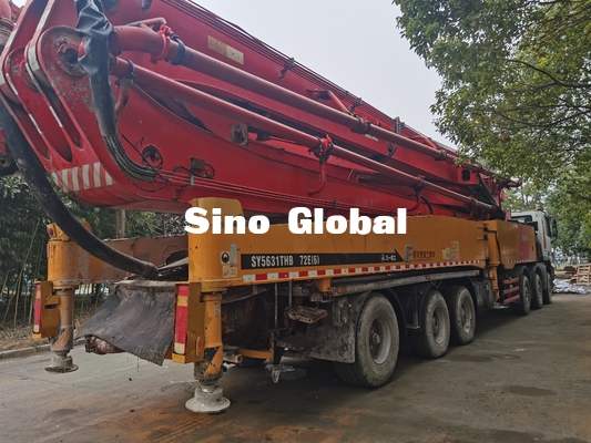 12Mpa Kırmızı Kullanılmış Beton Pompası Kamyonu Euro IV 72m 7 Bölüm Dikey Erişim