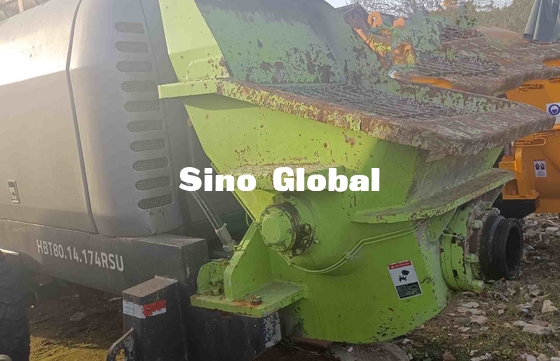 Siyah Yeşil Kullanılmış Beton Römork Pompası Zoomlion HBT80 174kw